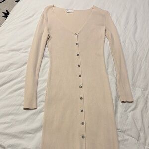 Lovers and Friends Brand Elegant Cream Button-Down Sweater Dress
